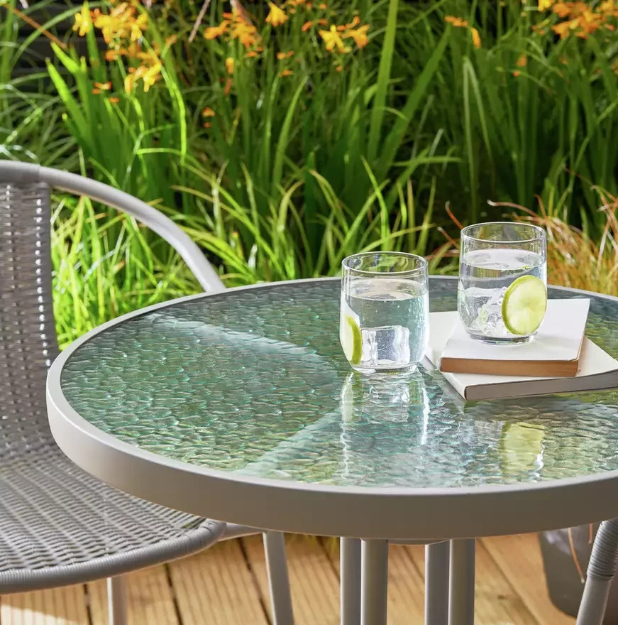 Home 2 Seater Rattan Effect Garden Bistro Set - Grey