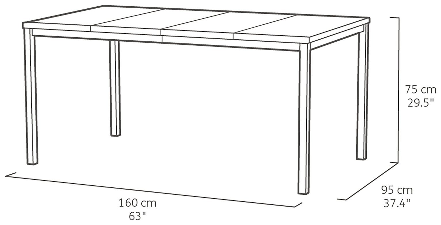 Keter Porto 6 Seater Rectangular Garden Table - Natural | Outdoor Furniture
