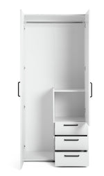 Oldham 2 Door 3 Drawer Wardrobe - White | Double door wardrobe white