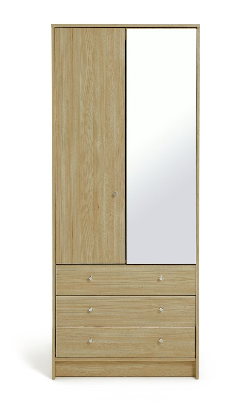 Home Malibu 2 Door 3 Drawer Wardrobe - Beech Effect | wardrobe with drawers
