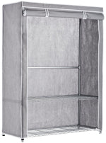 Home Double Heavy Duty Covered Rail - Grey | Clothes Garment Storage Rack Stand