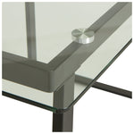 Home Tyrus Glass Dining Table & 4 Natural Chairs | Kitchen Dining Room Furniture