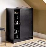 Home Chloe 2 Door Shoe Storage Cabinet Black | Hallway Footwear Organiser Unit