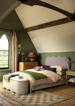 Onda Linen Double Headboard - Stripe Plum | Soft Bed Backboard