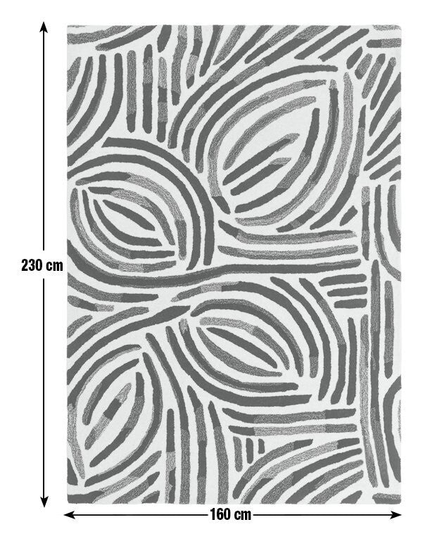 Skandi Brush Marks Rug - Black & White - 160x230cm  (38)