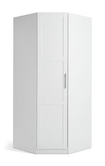 Munich Panelled Corner 1 Door Wardrobe - White | Space Saving Design