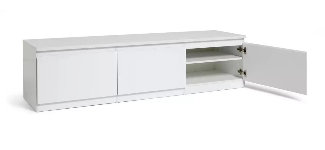 Jenson 3 Door Large TV Unit - White Gloss | Modern Living Room Unit