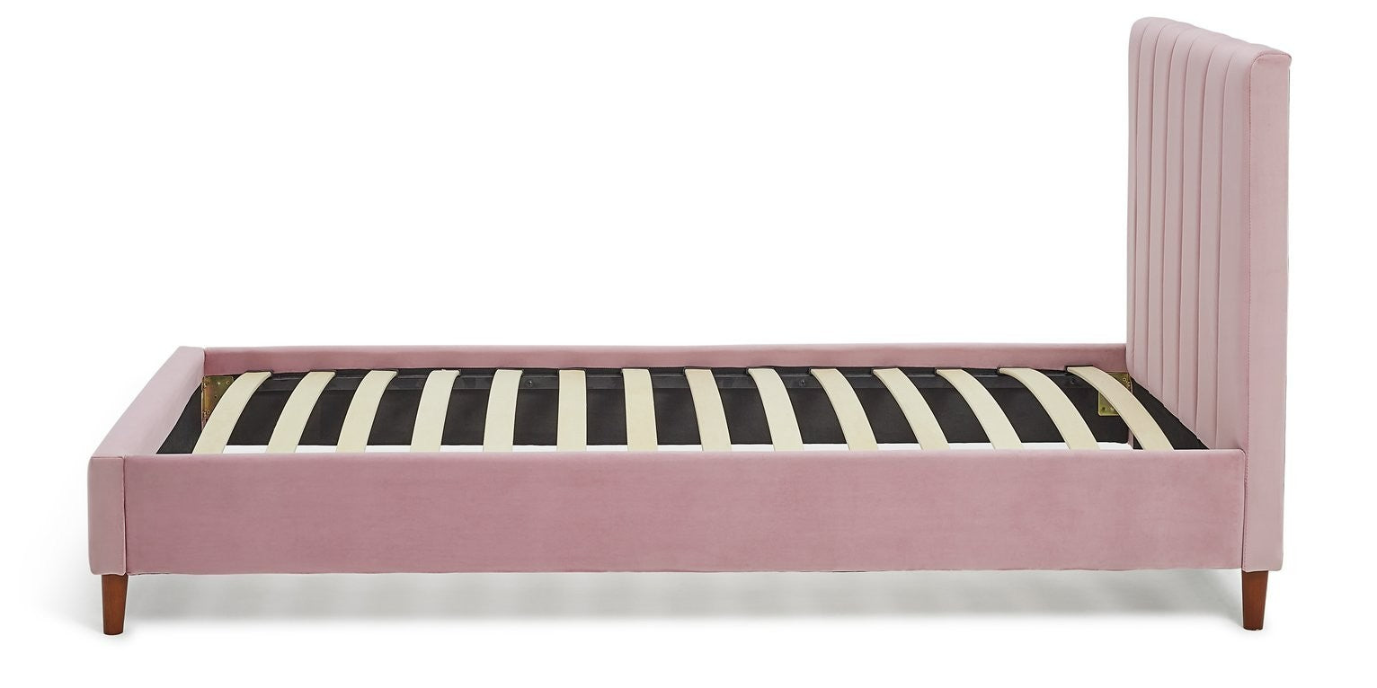Home Pandora Single Velvet Bed Frame - Pink | pink velvet bed