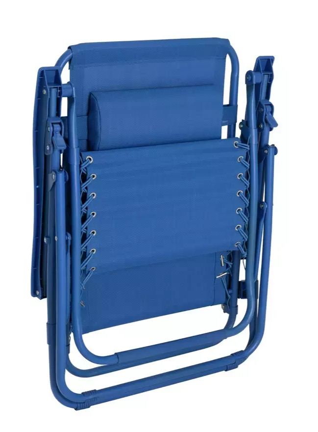 Folding Metal Zero Gravity Sun Lounger Blue | Outdoor Garden Reclining Chair