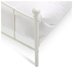 Home Fleur Double Metal Bed Frame White | Sturdy Bedroom Base with Headboard