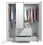 Home Malibu 4 Door 3 Drawer Mirror Wardrobe - White | white mirrored wardrobe