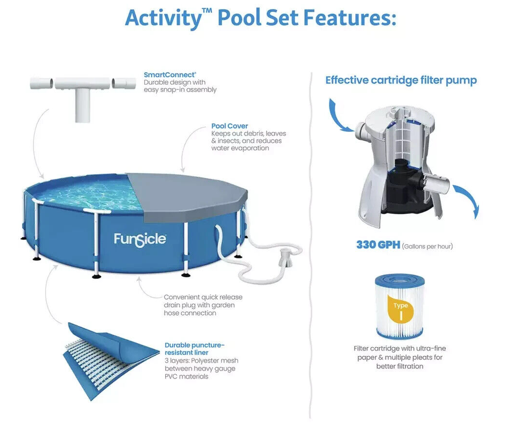 Funsicle 12ft Round Paddling Pool - 6950L