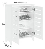 Slatted 2 Door Shoe Storage Cabinet - White ( B Grade 24988 )