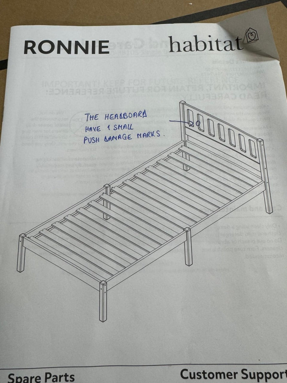 Ronnie Single Bed Frame and Drawer - Duck Egg Blue (B Grade 1035.)