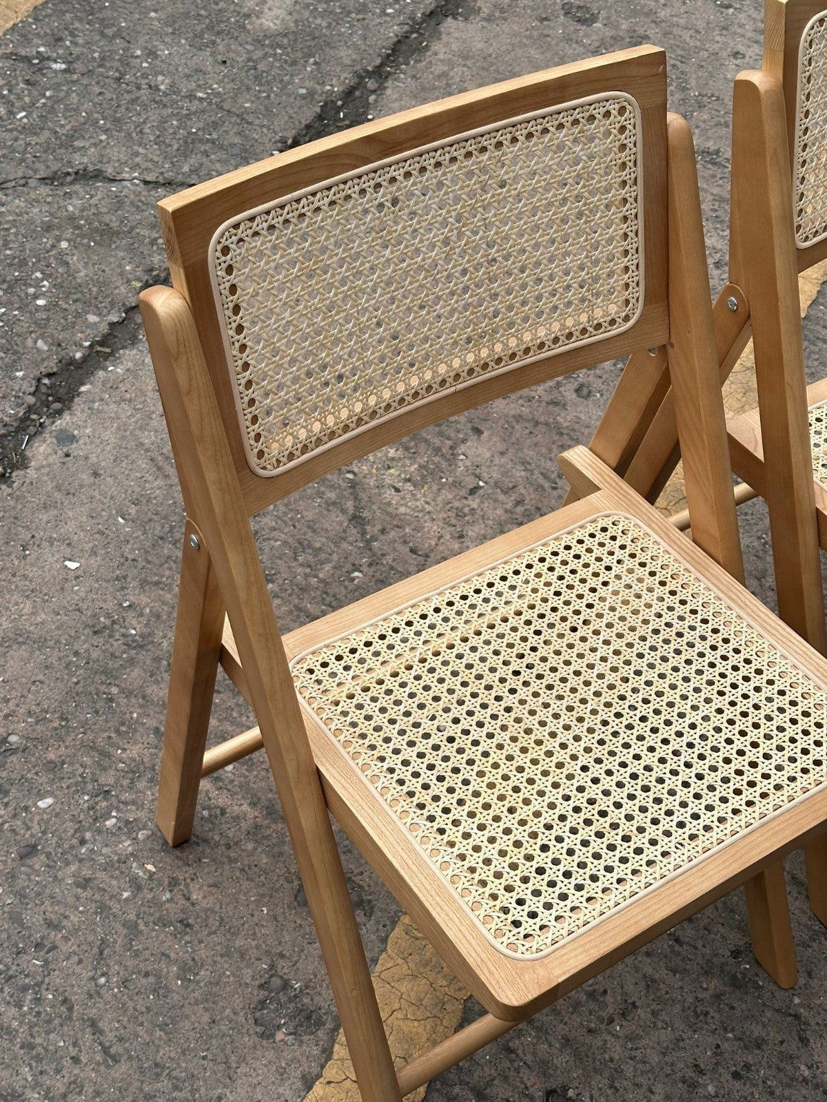 Pair of Peio Rattan Folding Dining Chairs - Natural (S)