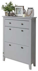 Deluxe Two Tier Shoe Cabinet - Grey