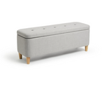 Habitat Aspen Fabric Storage Ottoman - Light Grey