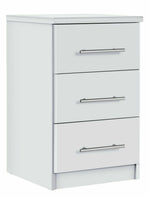 Normandy 3 Drawer Bedside Cabinet - White | Nightstand Storage Bedroom Furniture