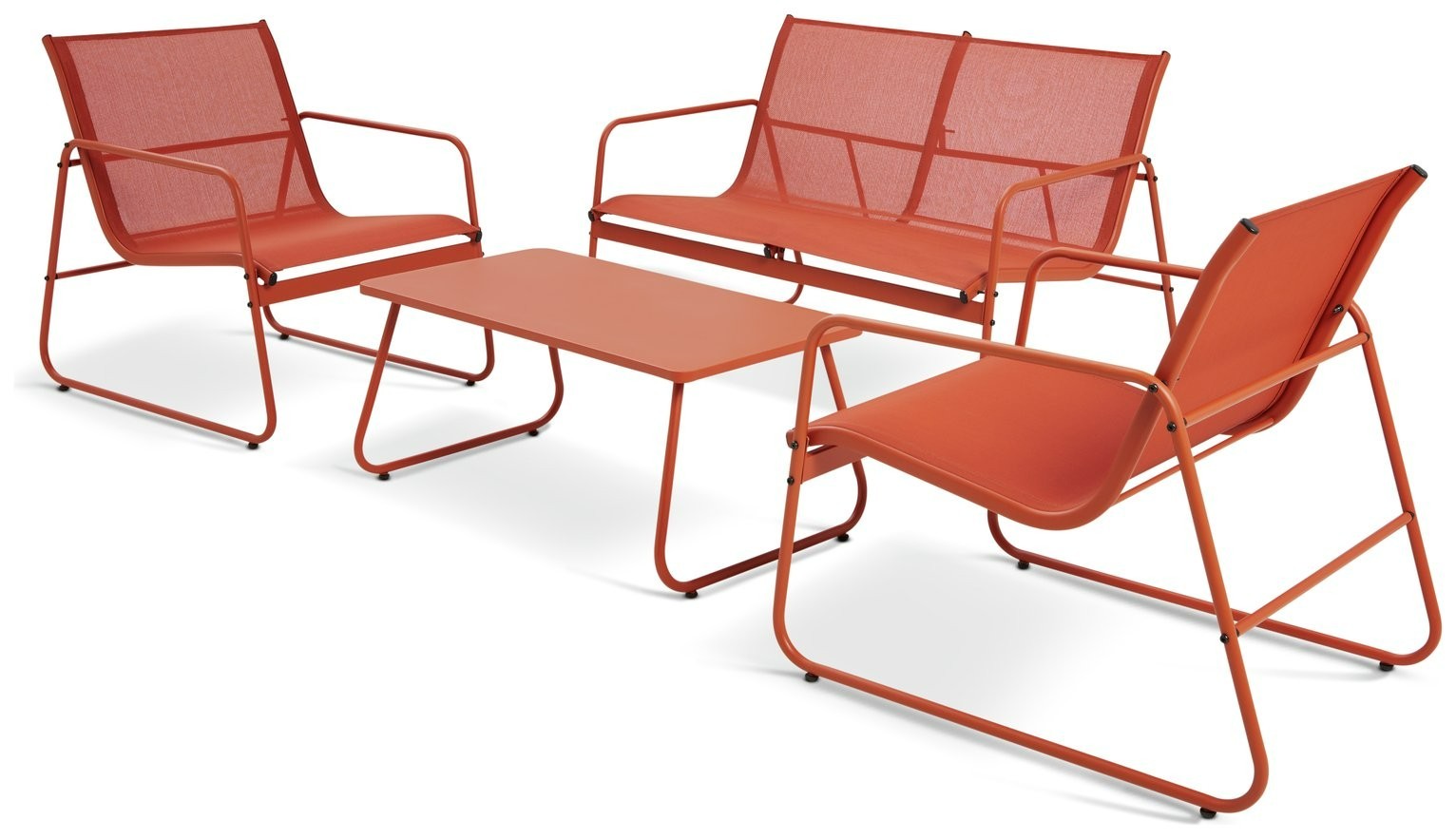 Cali 4 Seater Metal Patio Set - Orange | Bright Garden Furniture