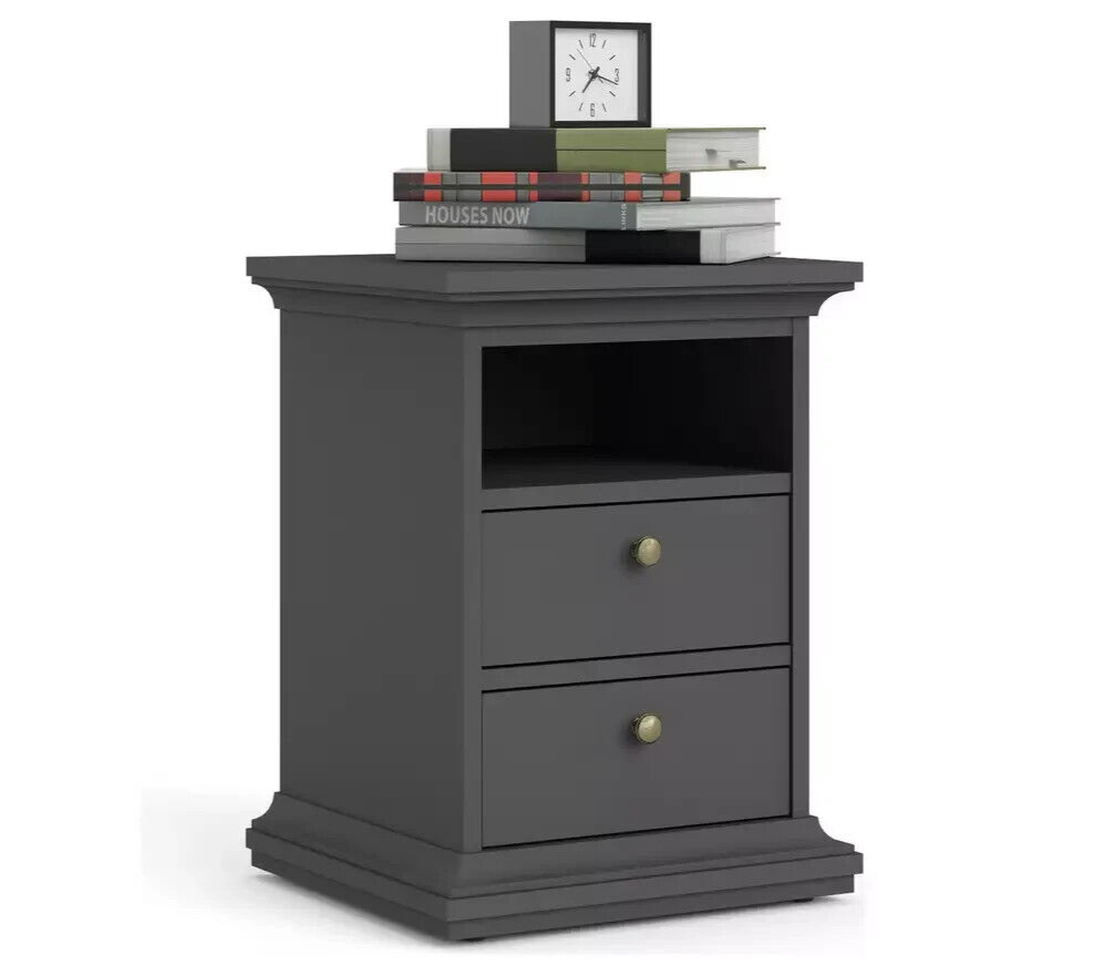 Tvilum Paris 2 Drawer Bedside Table - Grey (B Grade)