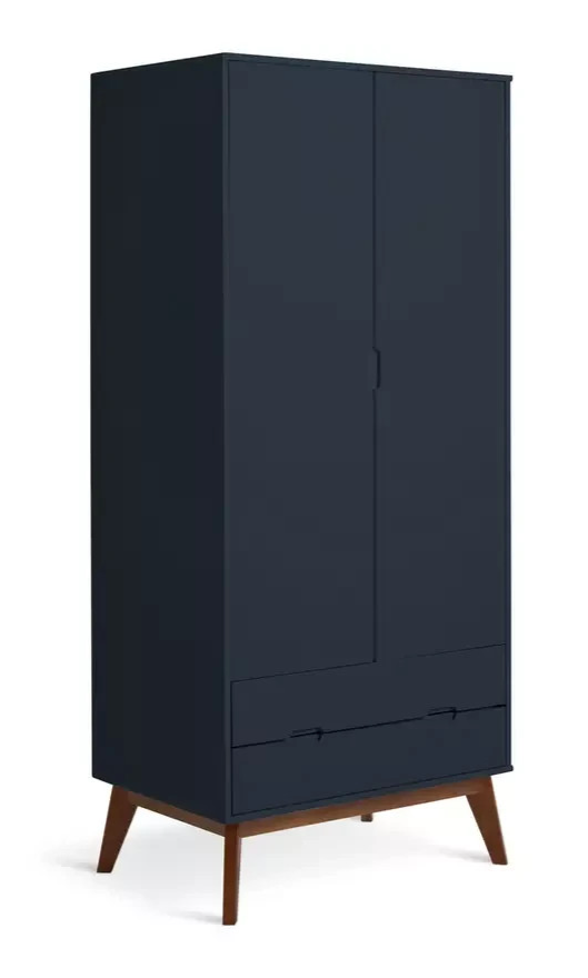 Pimlico 2 Door 2 Drawer Wardrobe Blue | Bedroom Storage Closet Furniture