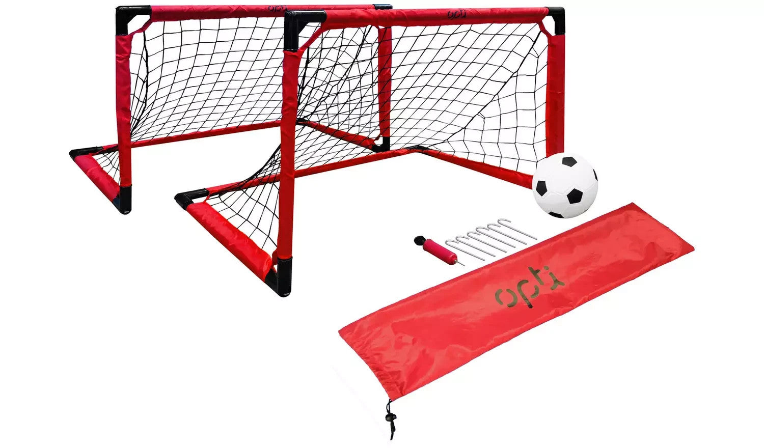 Opti Ball, Pump and 3 x 2ft 1 on 1 Football Goal Set of 2 | Kids Outdoor Footbal