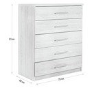 Normandy 5 Drawer Chest - Grey