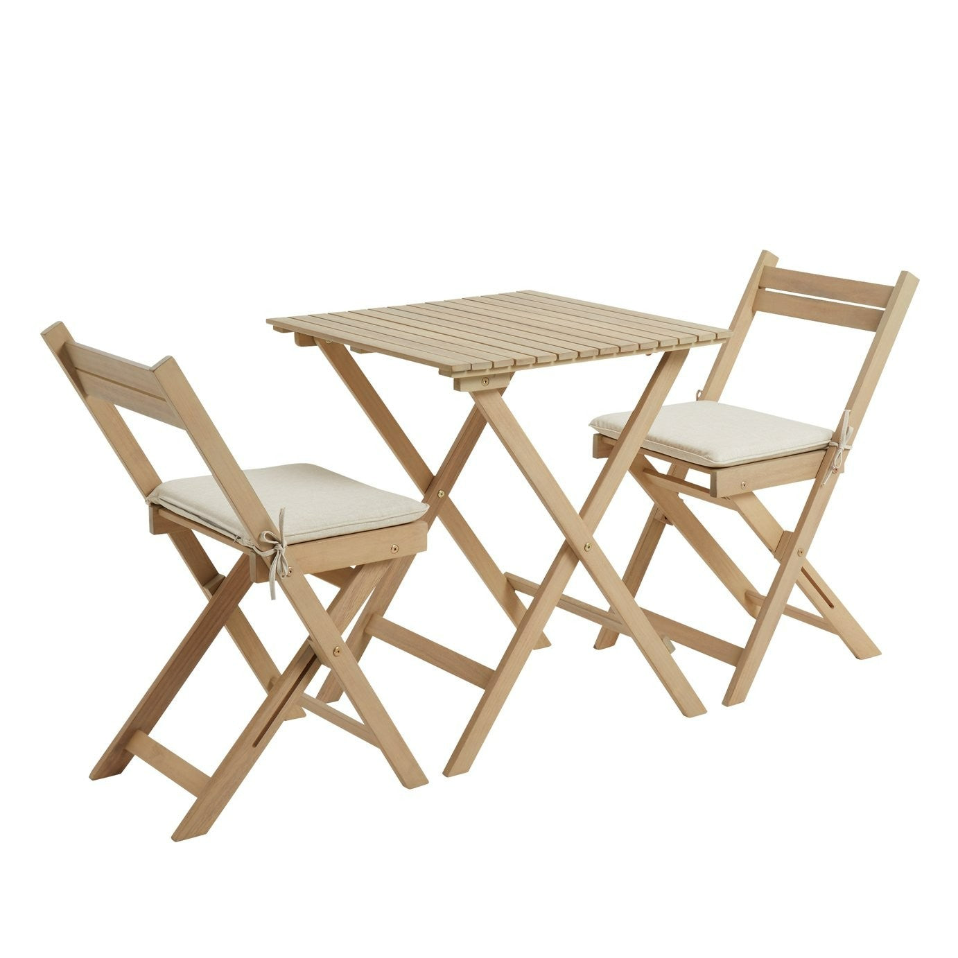 Evissa 2 Seater Folding Wooden Garden Bistro Set | small garden furniture