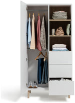 Skandi 1 Door 3 Drw Open Wardrobe -White Two Tone