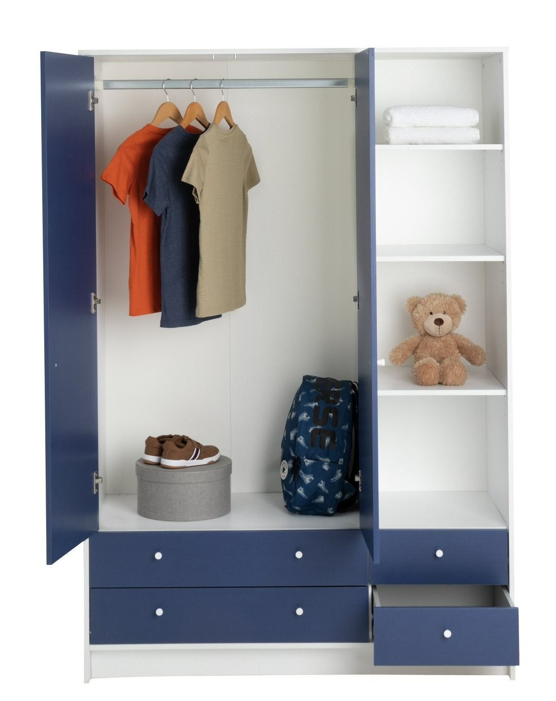 Kids Malibu 2 Door 4 Drawer Wardrobe - Blue | Functional kids clothes storage