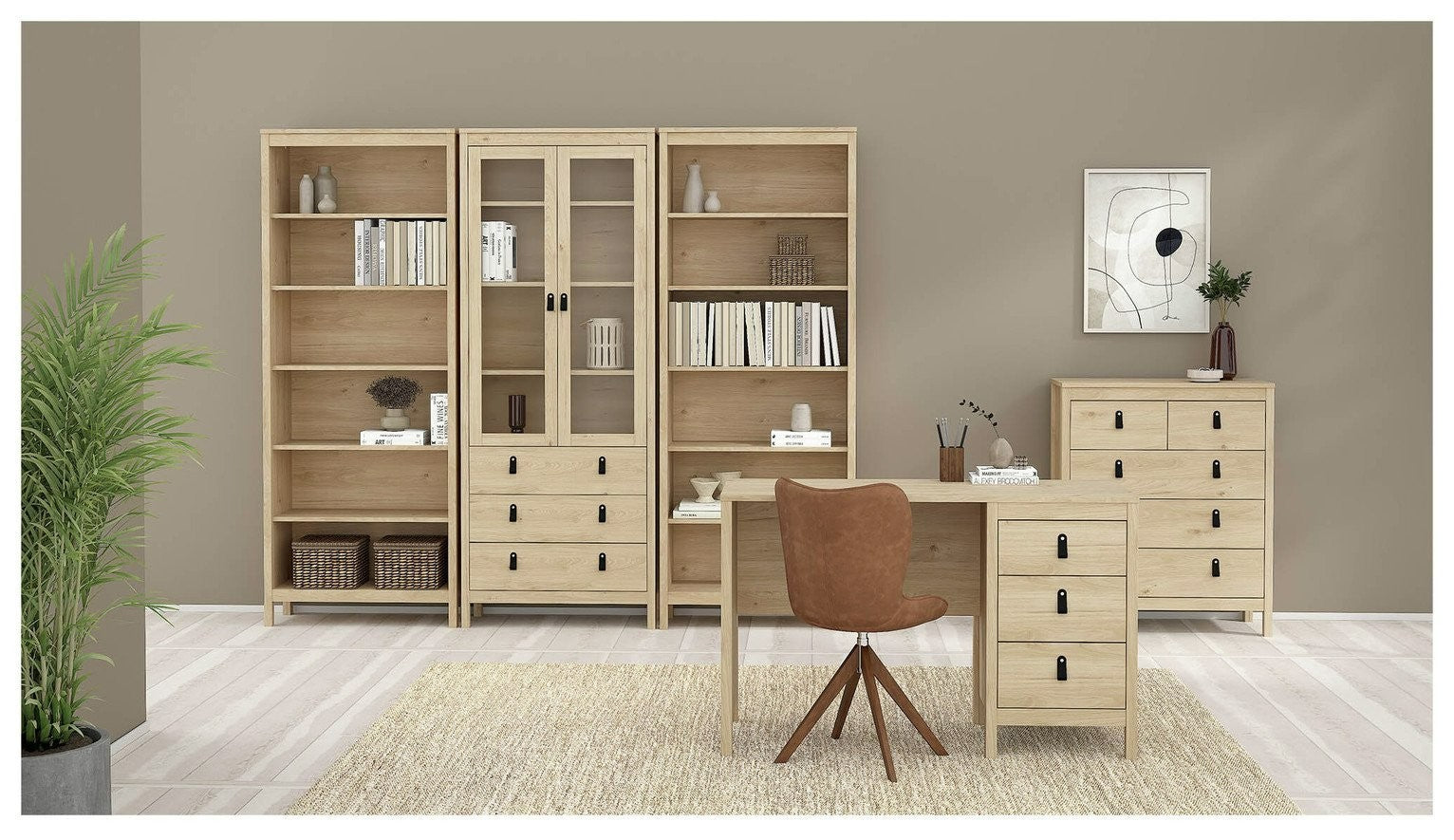 Tvilum Madrid 3 Drawer Office Desk - Oak | Minimalist Approach Workspace Setup