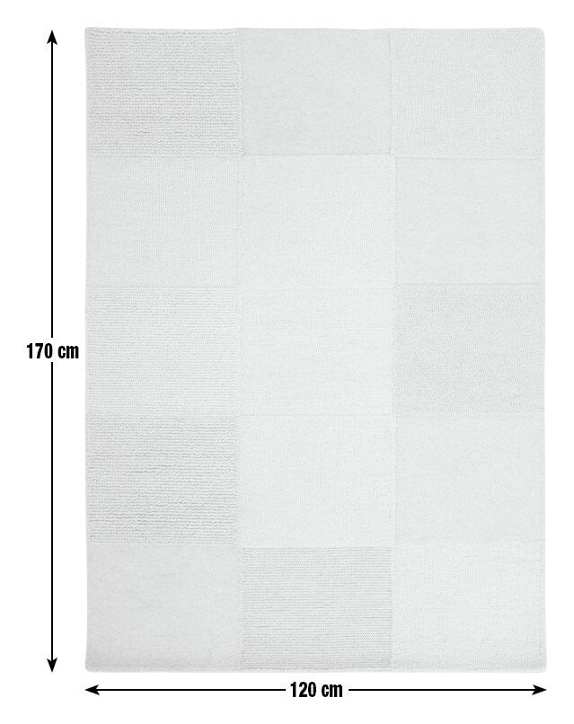Checkerboard Natural Wool Cut Pile Rug - 170x120cm