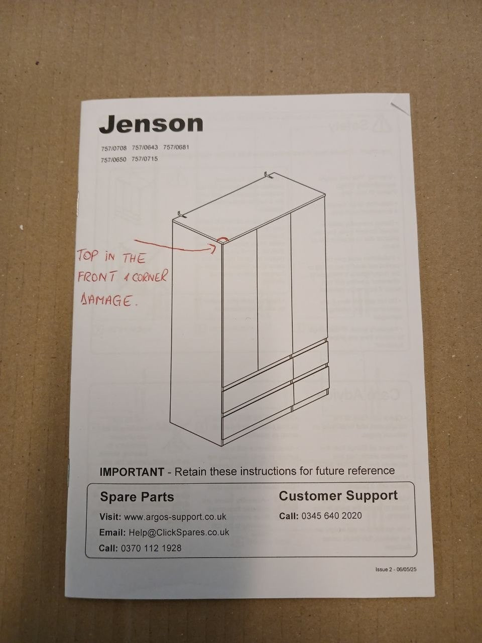 Jenson 3 Door 4 Drawer Wardrobe - Matte White (B GRADE 1081.)