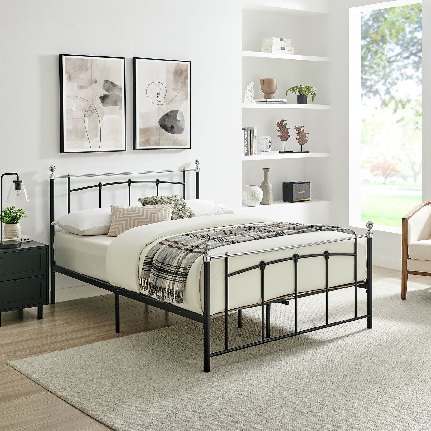 Yani Double Metal Bed Frame - Black