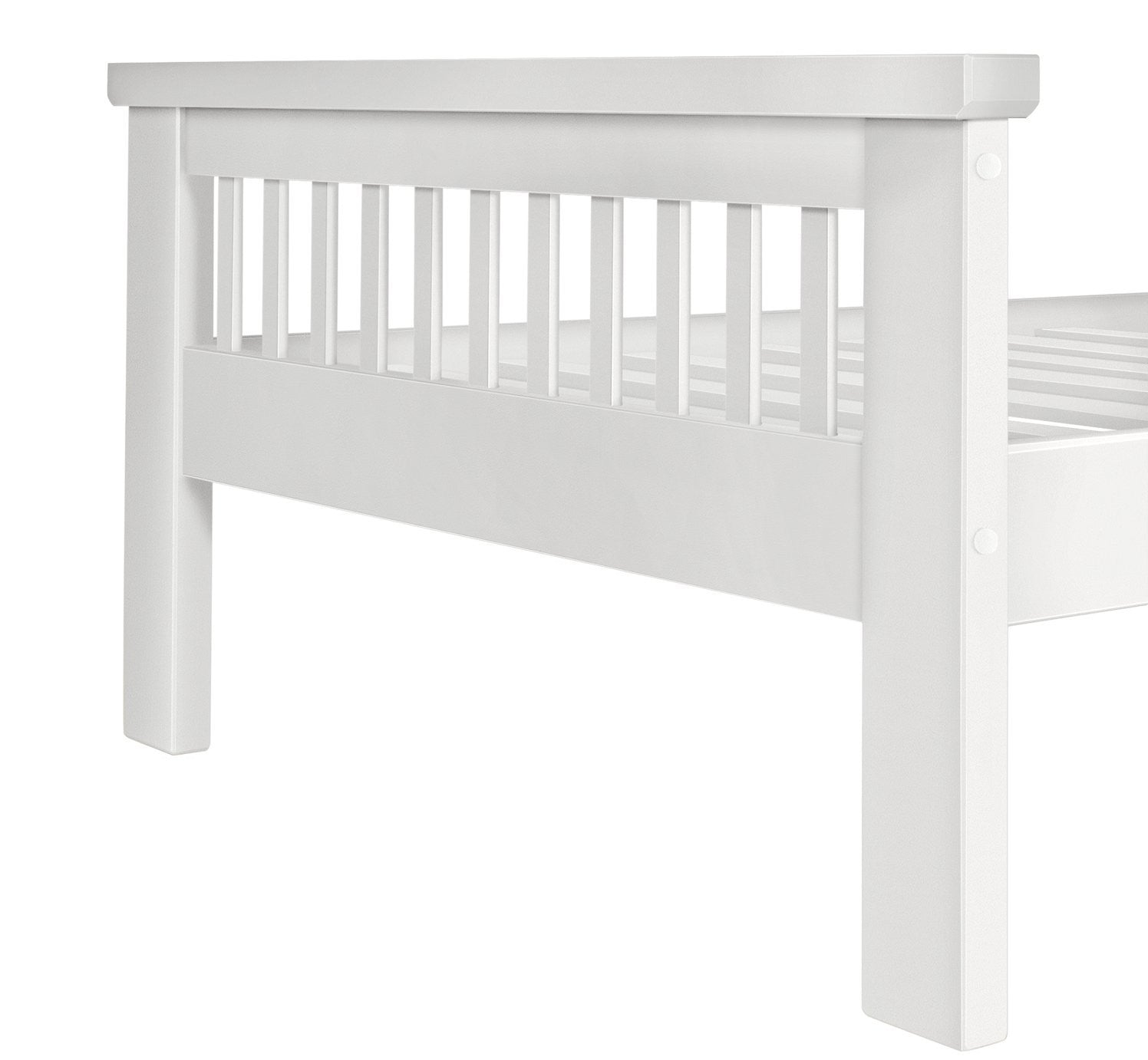 Home Aubrey Single Wooden Bed Frame - White | Sturdy Kids or Guest Bed