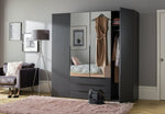 Hallingford 4 Door 3 Drawer Wardrobe - Anthracite | Modern Bedroom Storage