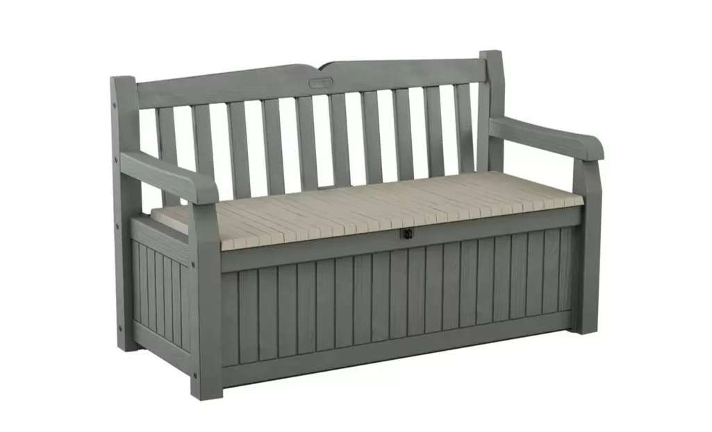 Keter Eden 265L Storage Bench Beige Green | Outdoor Garden Storage Seat