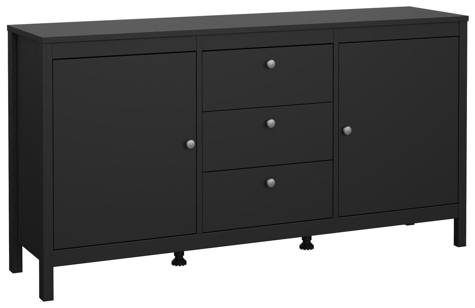 Tvilum Madrid 2 Door 3 Drawer Sideboard - Black | Black sideboard