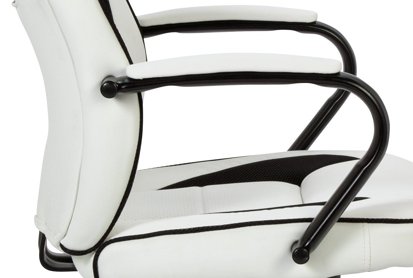 Faux Leather Mid Back Gaming Chair -White & Black | Workspace Coolness Quality
