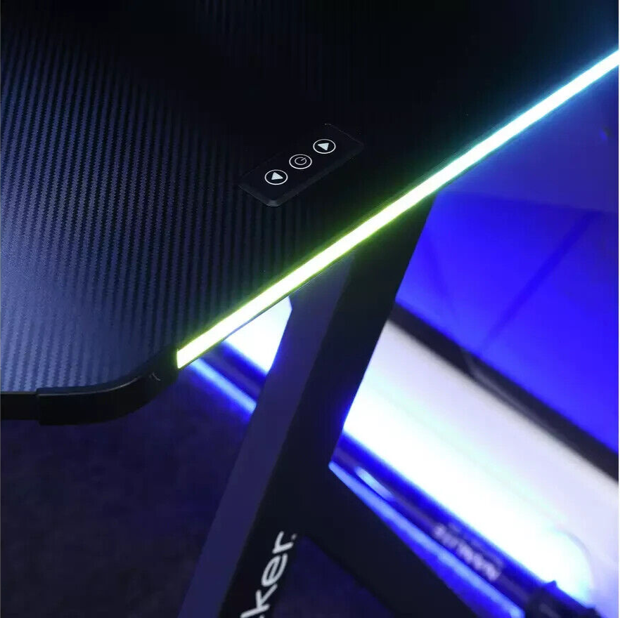 X Rocker Lumio Office Gaming Desk - Black | Black LED Computer Table for Gamers