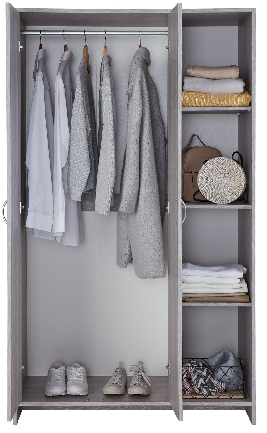 Home Seville 2 Dr Open Shelf Wardrobe -Grey Oak Effect (B Grade)