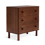 Akio 3 Drawer Chest - Walnut | Compact drawer chest