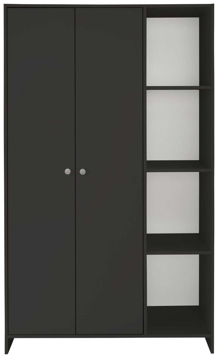 Home Seville 2 Door Open Shelf Wardrobe - Anthracite | Open shelf wardrobe