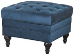 Chesterfield Velvet Storage Footstool - Blue