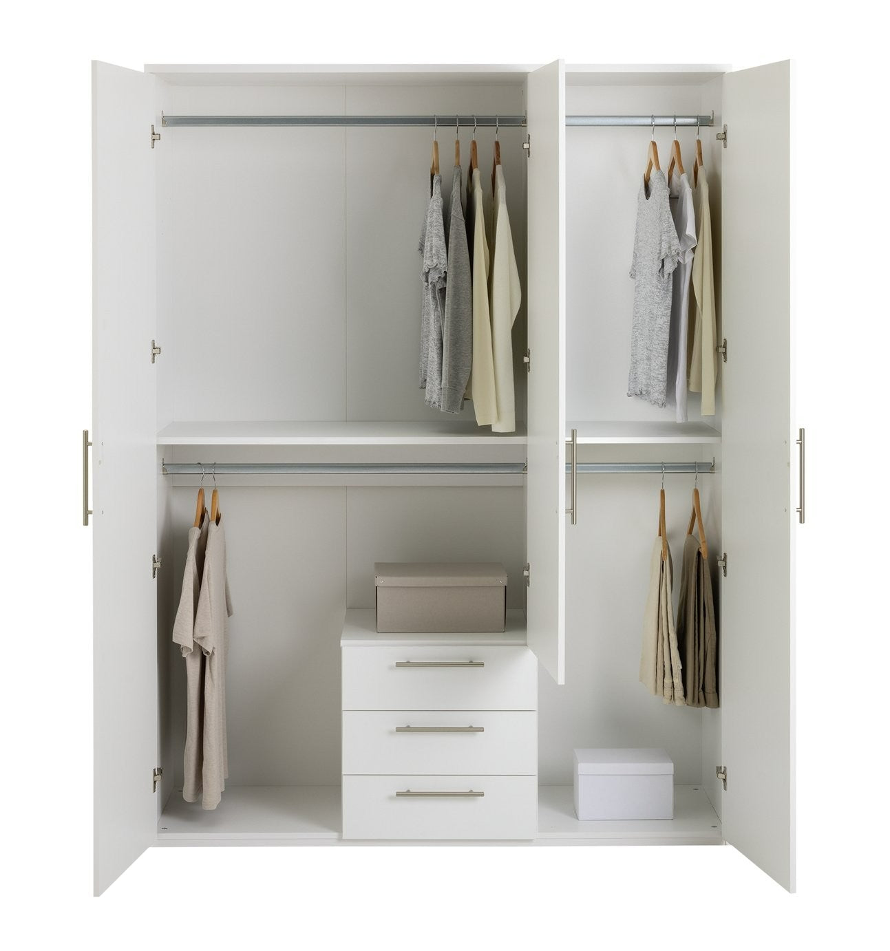 Home Brisbane 3 Door 3 Drawer Wardrobe - White (B Grade)