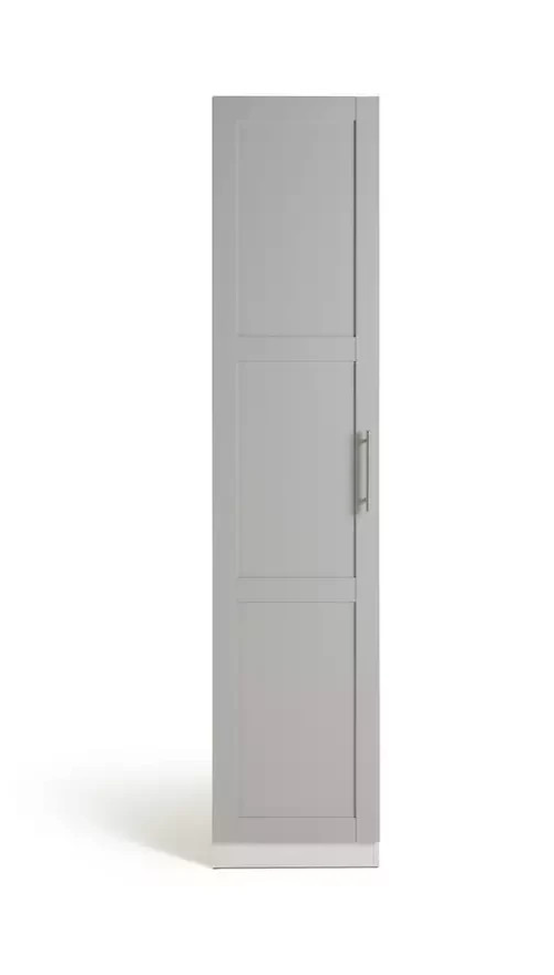 Munich Panelled 1 Door Wardrobe Grey | Bedroom Tall Storage Furniture Unit