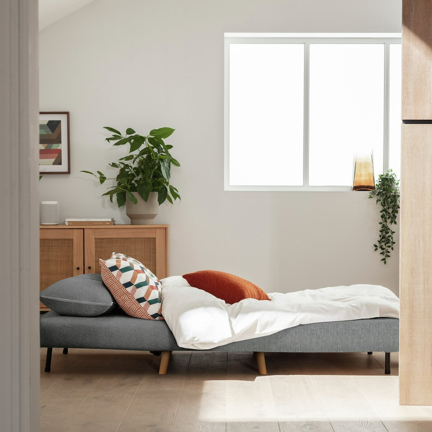 Roma Small Double Fabric Chairbed - Grey | Sofa Bed Guest Chair