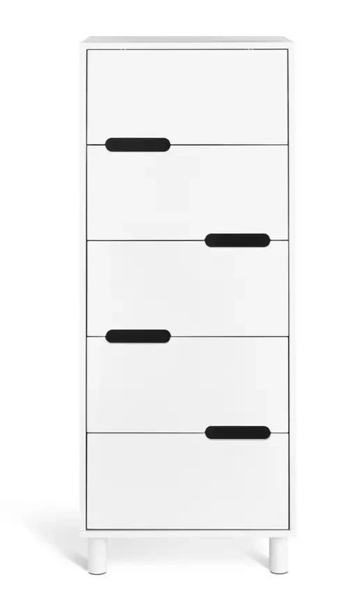 Henri 5 Drawer Tallboy White | Tall Bedroom Storage Chest of Drawers