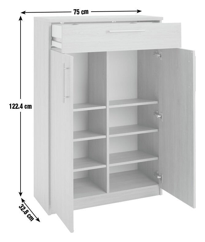 Brisbane 2 Door Shoe Storage Cabinet - White