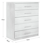 Home Normandy 5 Drawer Chest of Drawers White | Storage Furniture for Bedroom